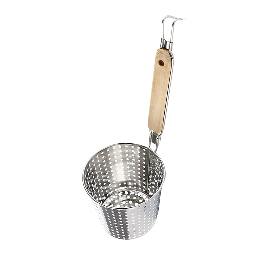 Kitchen Noodle Strainer with Hook, Stainless Steel, Deep Fry Basket 14cm
