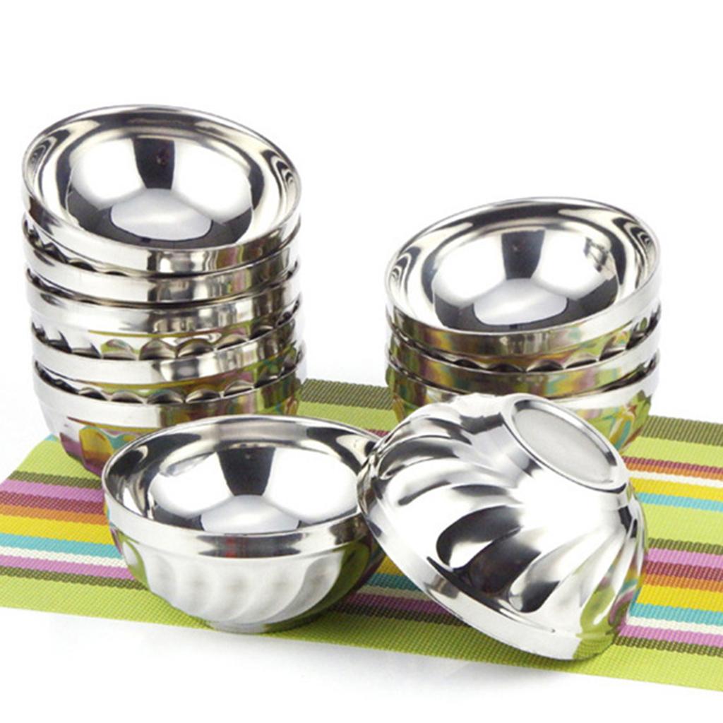 Kids Stainless Steel Double-deck Bowl Silver Color Dual-Layers Container 14CM