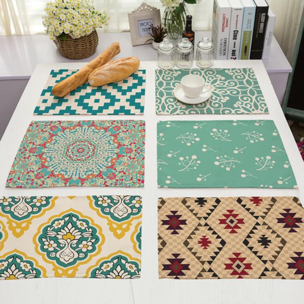 Cotton Linen Geometric Print Art Pattern Placemats Table Mats Pattern 2