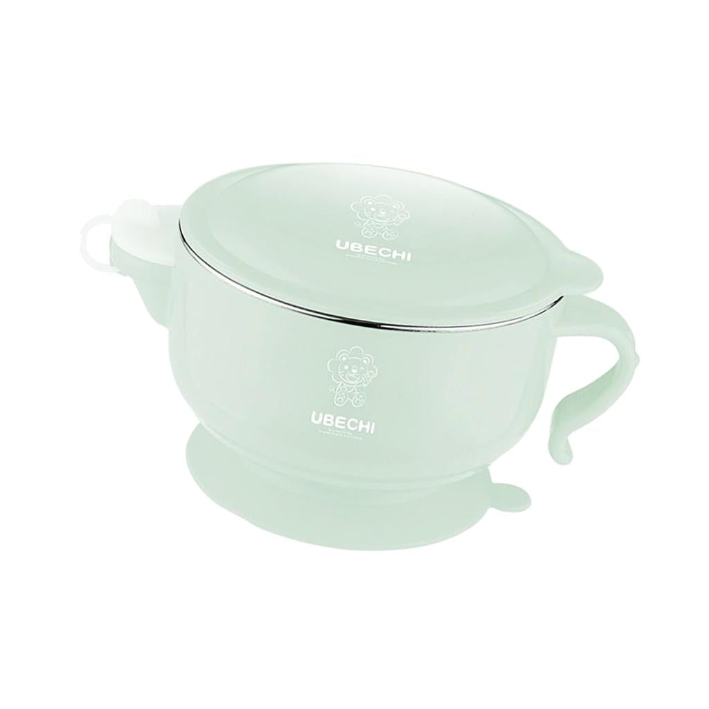 Water Insulation Bowl Non-slip Stainless Steel Baby Feeding Tableware Green