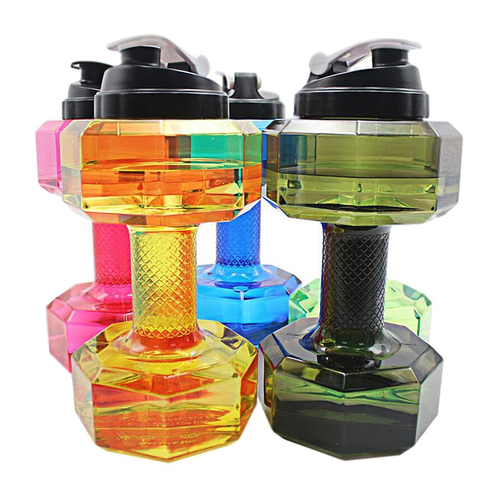 2.2L Dumbbell Transparent Sport Cup Exercise Water Bottle Fitness Gym Blue
