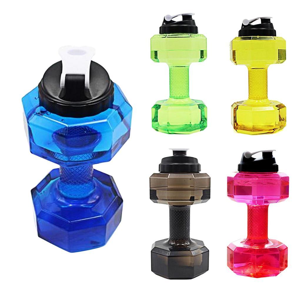 2.2L Dumbbell Transparent Sport Cup Exercise Water Bottle Fitness Gym Blue