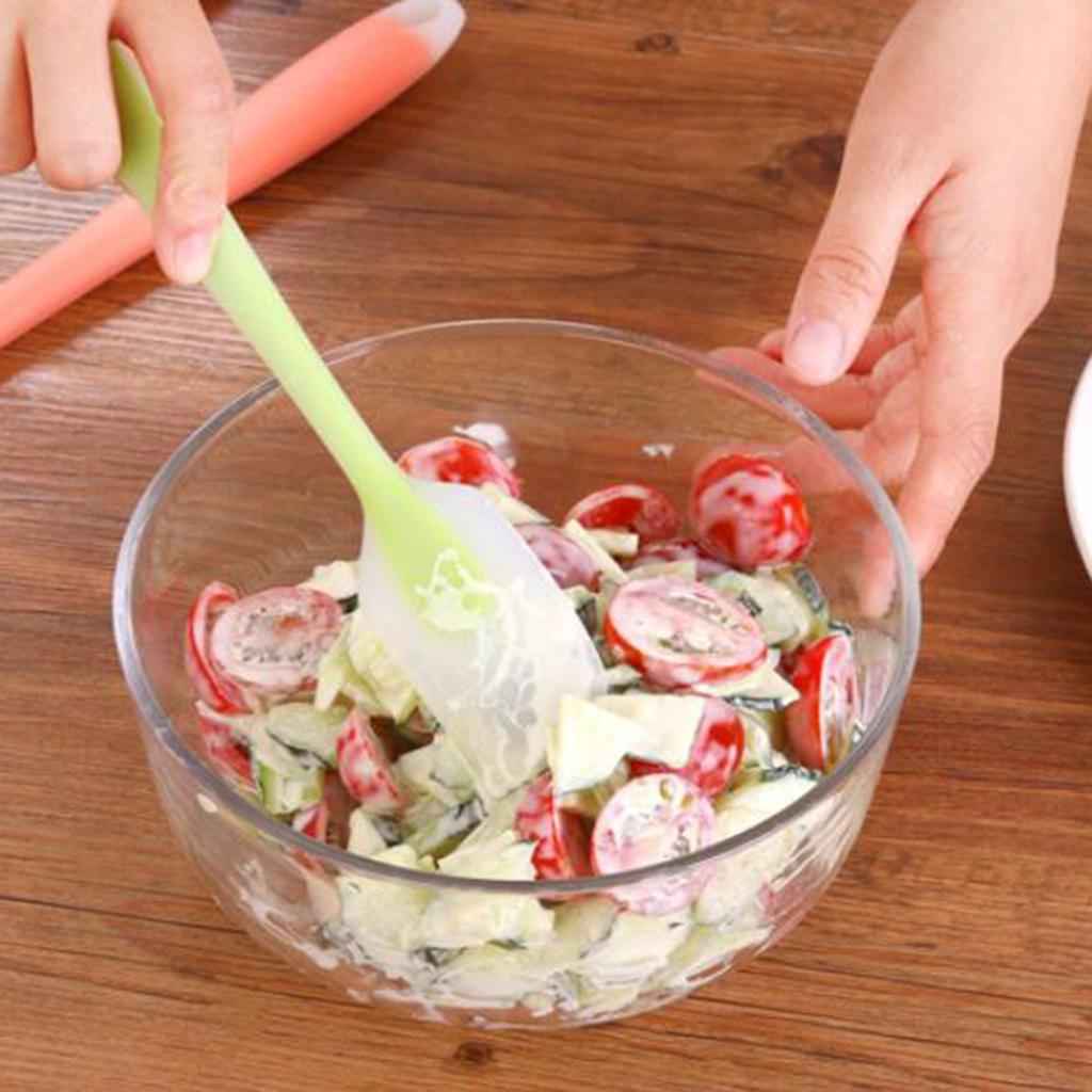Long Handle Silicone Spatula Heat-Resist Cake Decorating Scraper Green