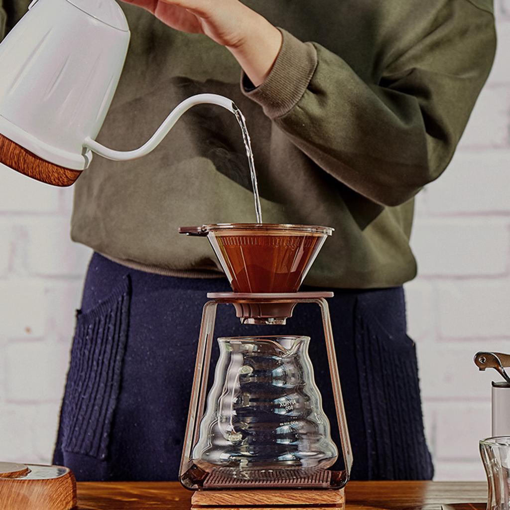 Kitchen Pour Over Cone Dripper Reusable Coffee Filter Cone with Cup Stand