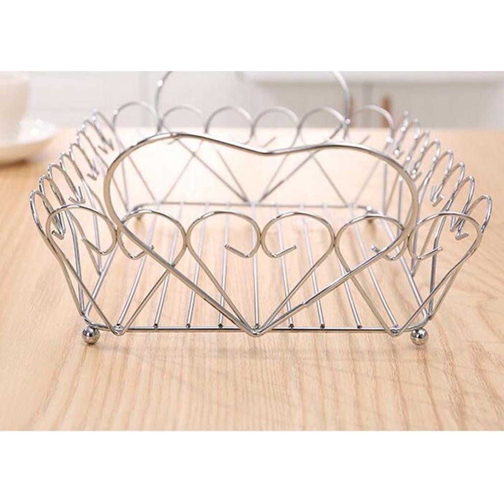 Multifunction Metal Wire Hollow Out Storage Display Basket Table Fruit Bowl
