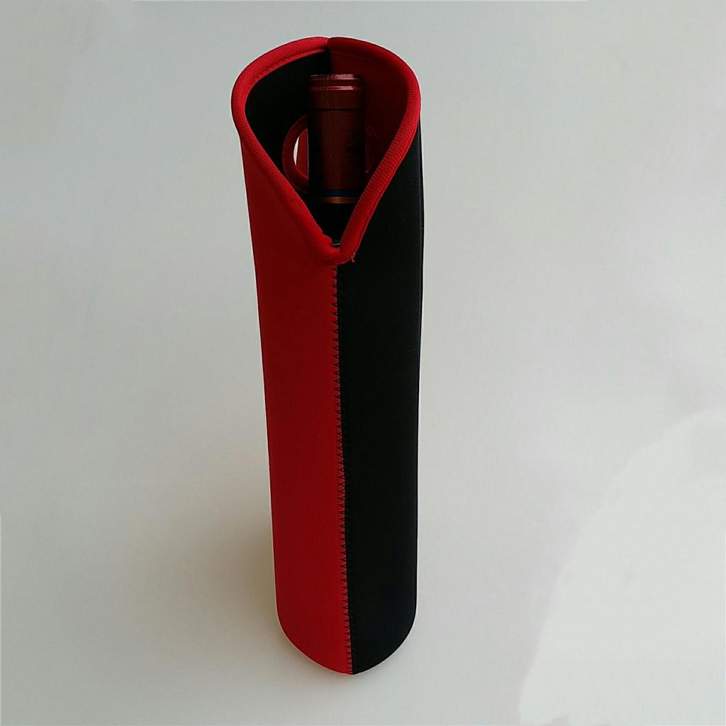 Two Bottle Neoprene Wine/Water Reusable Tote Holder for Travel with Handle