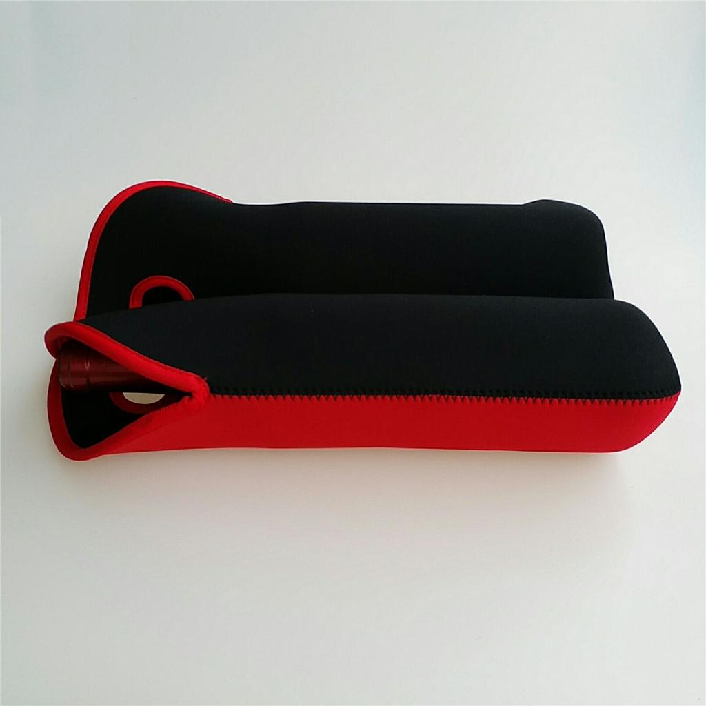 Two Bottle Neoprene Wine/Water Reusable Tote Holder for Travel with Handle