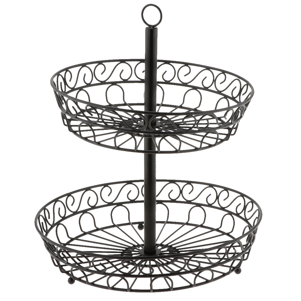 2 Tier Fruit Basket Metal Fresh Fruit Baskets Oranges Vegetable Storage Bowl