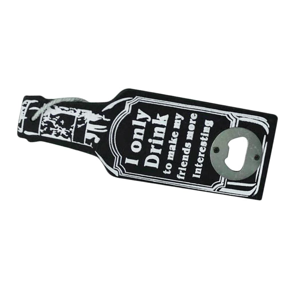 Vintage Wooden Multipurpose Beer Bottle Opener Wall Mounted Black Ionly
