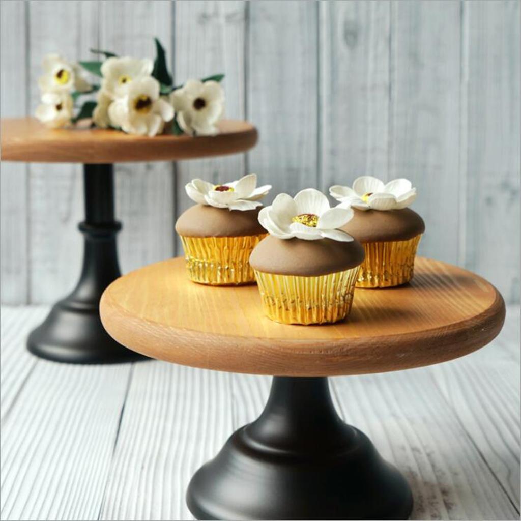 Wood Cake Stand 10/12inch Wedding Cake Fondant Display Plate Brown 12inch