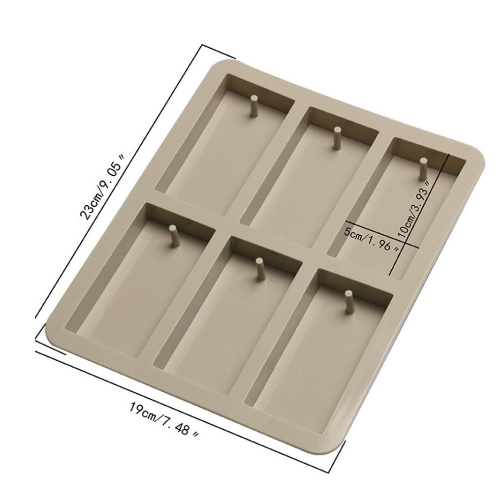 Silicone Aroma Wax Candle Mould DIY Cake Soap Molds 6-Cavity Rectangle