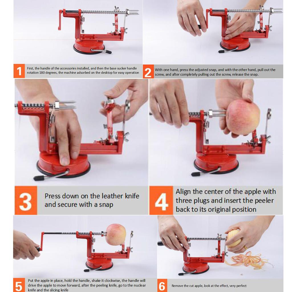 Aluminum Zinc Alloy 3 in 1 Apple Fruit Slicing Machine / Potato Peeled Tool