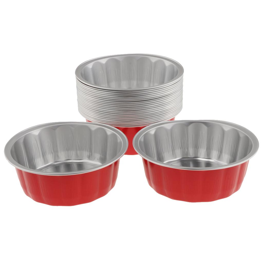 Disposable Aluminum Foil Cups for Muffin Cupcake Bake Ramekin Cup Red