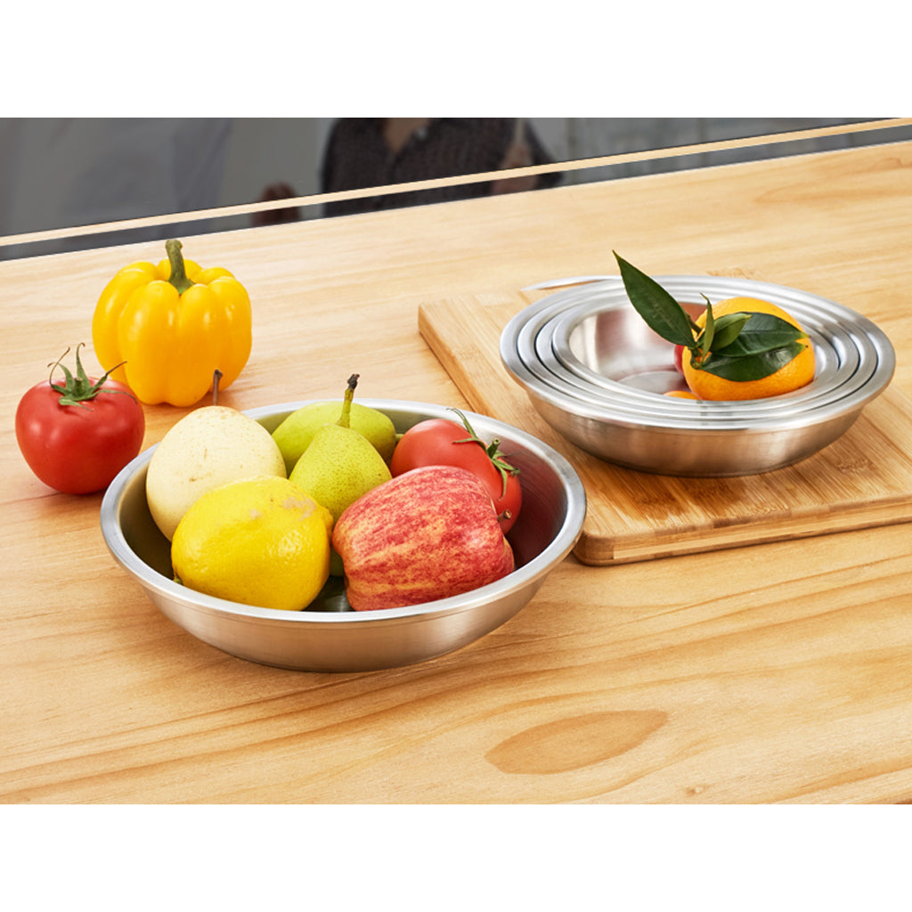 Camping Silver Stainless Steel Tableware Dinner Plate Food Container 22cm
