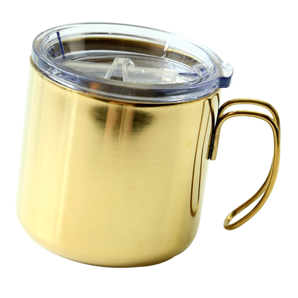 Stainless Steel Insulated Coffee Tea Mug Cup Camping/Travel w/ Lid Golden