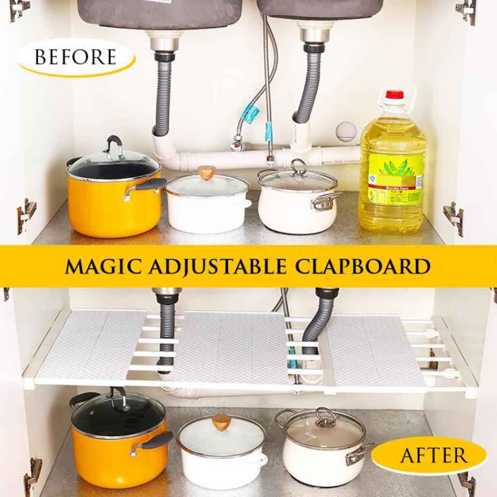 Expandable Shelf Closet Organizer Storage Adjustable Rack Rod White 30-40cm