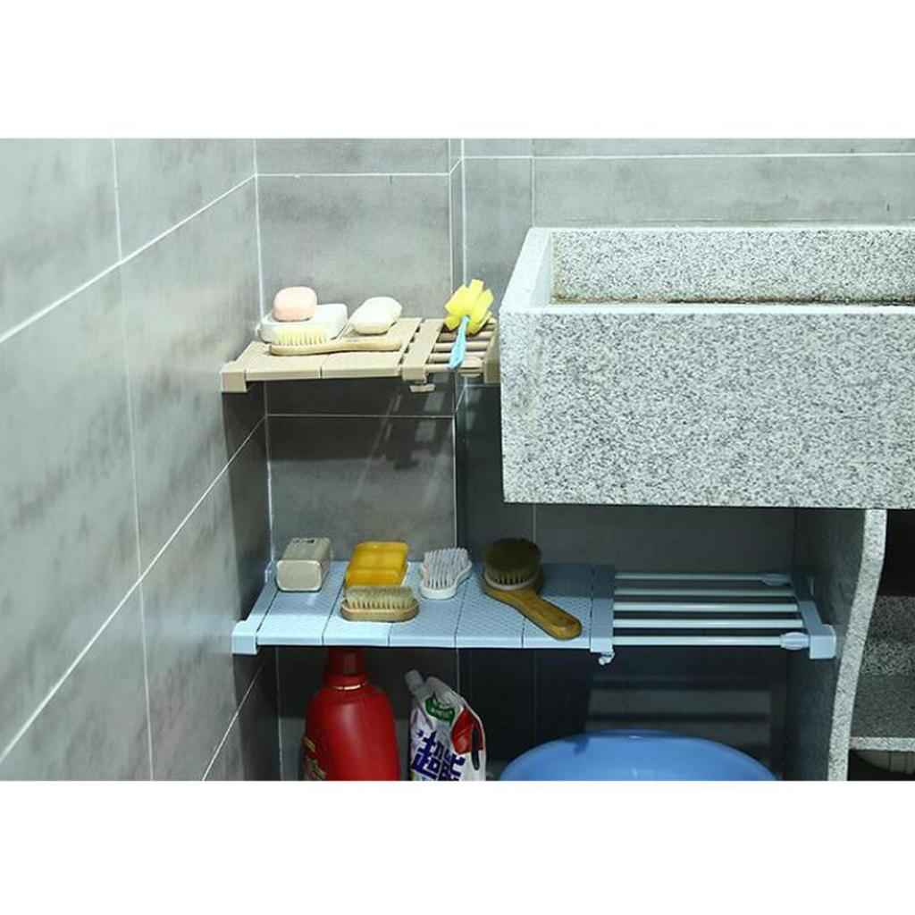 Expandable Shelf Closet Organizer Storage Adjustable Rack Rod White 30-40cm