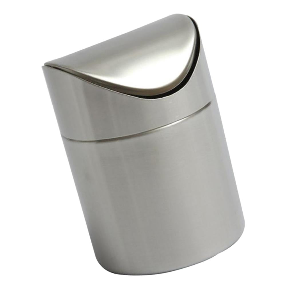 Stainless Steel Ashtray Desktop Mini Trash Can Silver