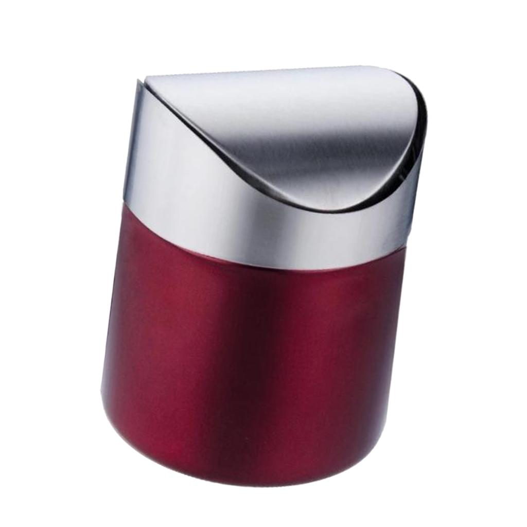 Stainless Steel Ashtray Desktop Mini Trash Can Red