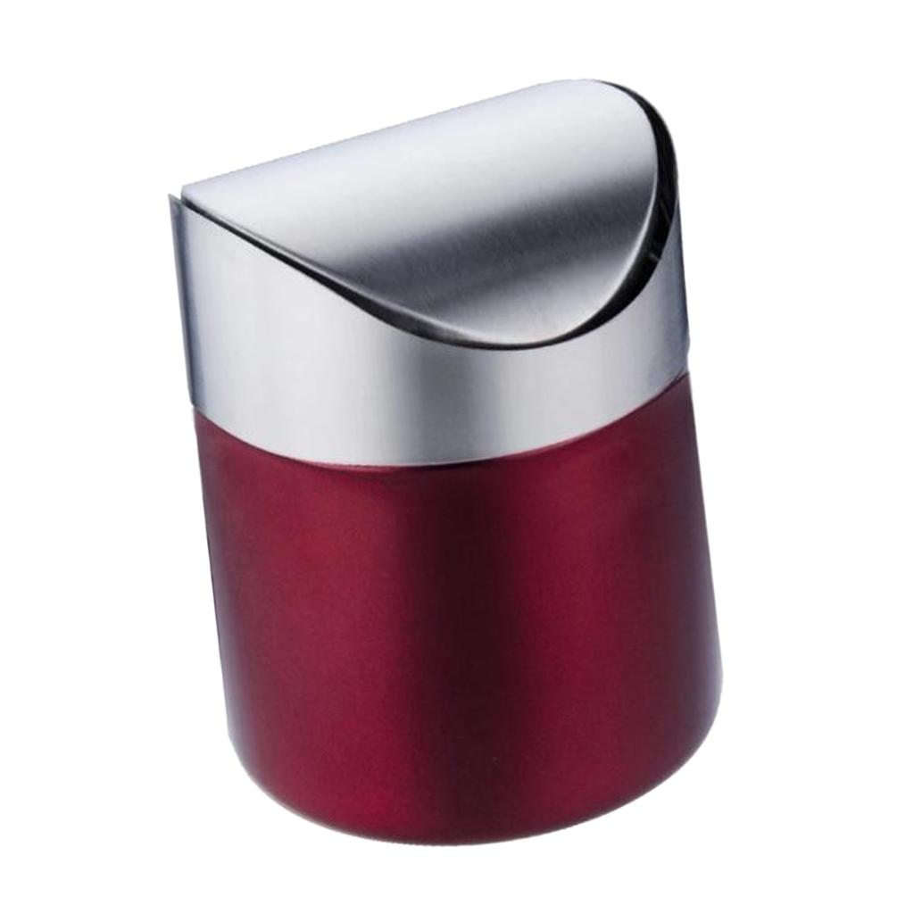 Stainless Steel Ashtray Desktop Mini Trash Can Red
