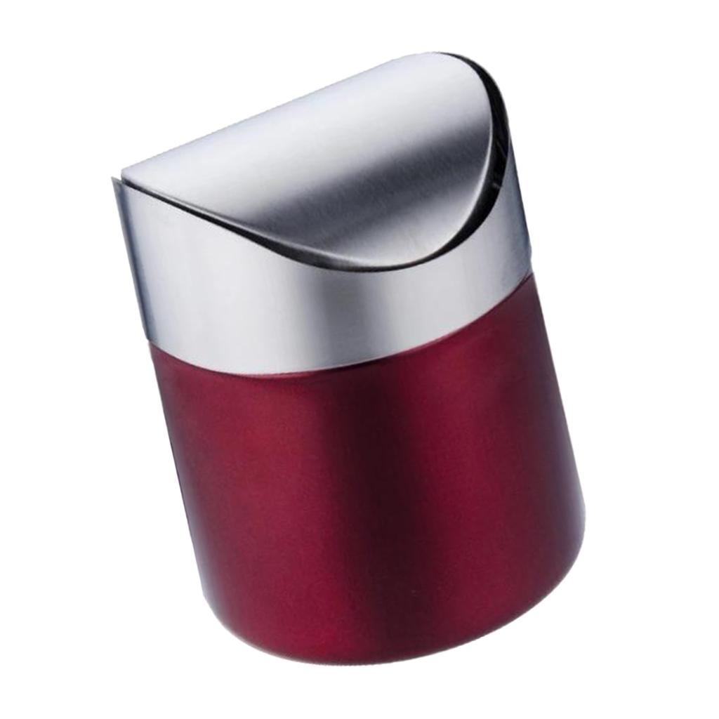Stainless Steel Ashtray Desktop Mini Trash Can Red