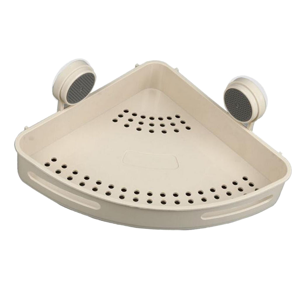 Wall Mounted Storage Rack Kitchen Bathroom Holder Beige