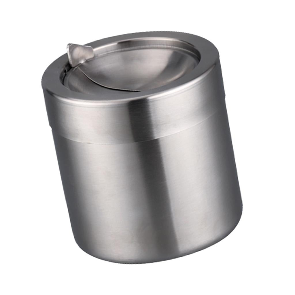 Stainless Steel Ashtray Desktop Mini Trash Can Stand Holder Ash Tray Silver
