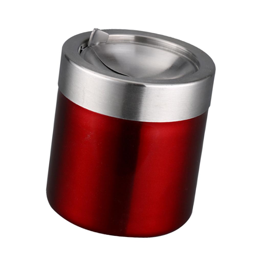 Stainless Steel Ashtray Desktop Mini Trash Can Stand Holder Ash Tray Red