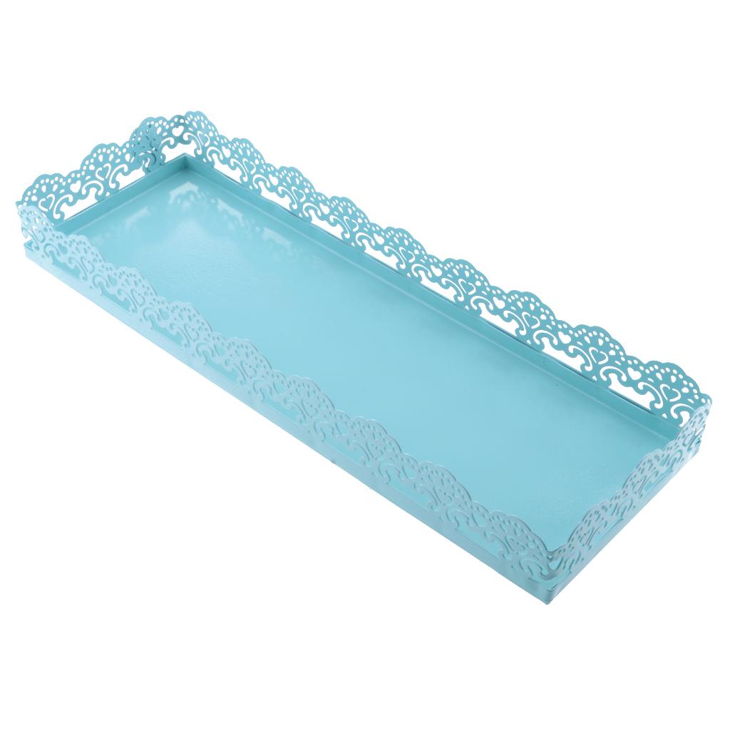 Rectangular Serving Plate Cupcake Cake Dish Tray Kitchen Platter Blue
