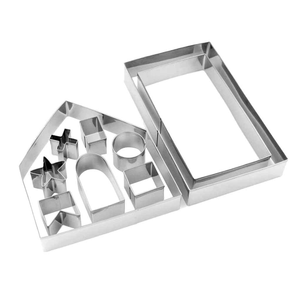 10pcs Gingerbread House Cookie Cutter Biscuit Pastry Cake Mold for Christmas