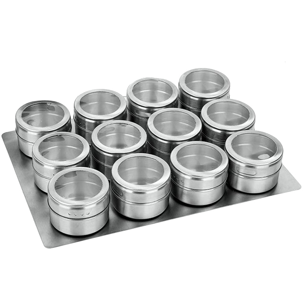 Stainless Steel Spice Jar Condiment Pots Seasoning Pepper 12pcs