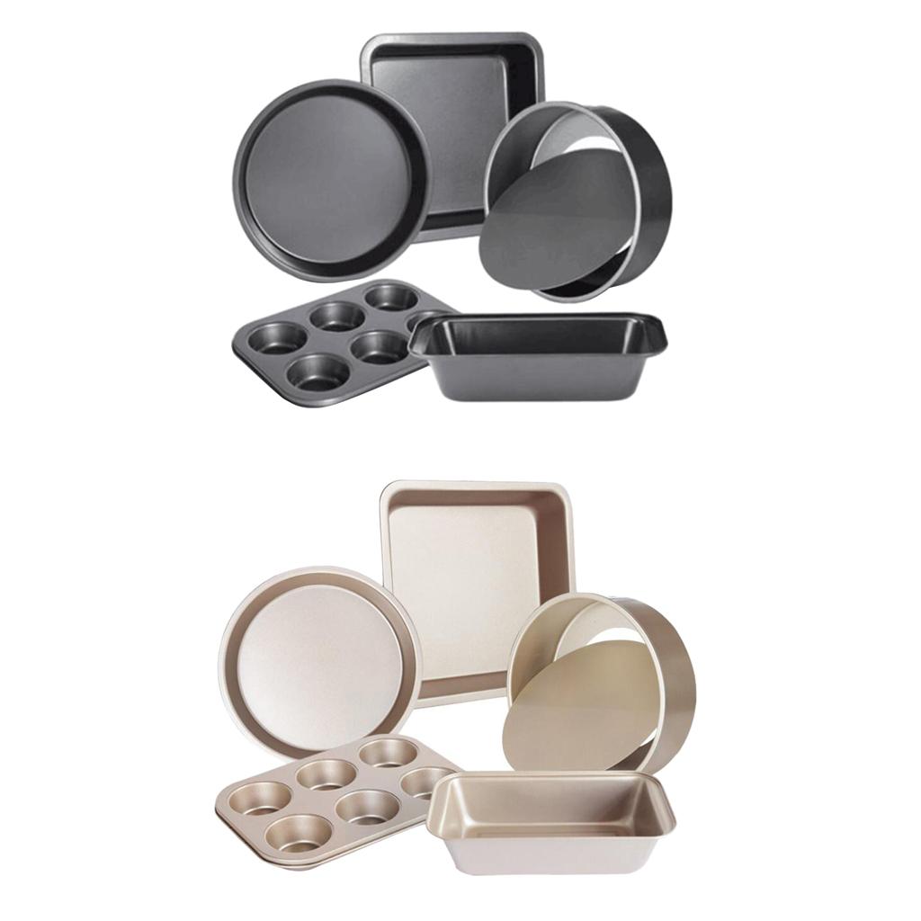5pcs Baking Mold Nonstick Baking Pan Kitchenware black
