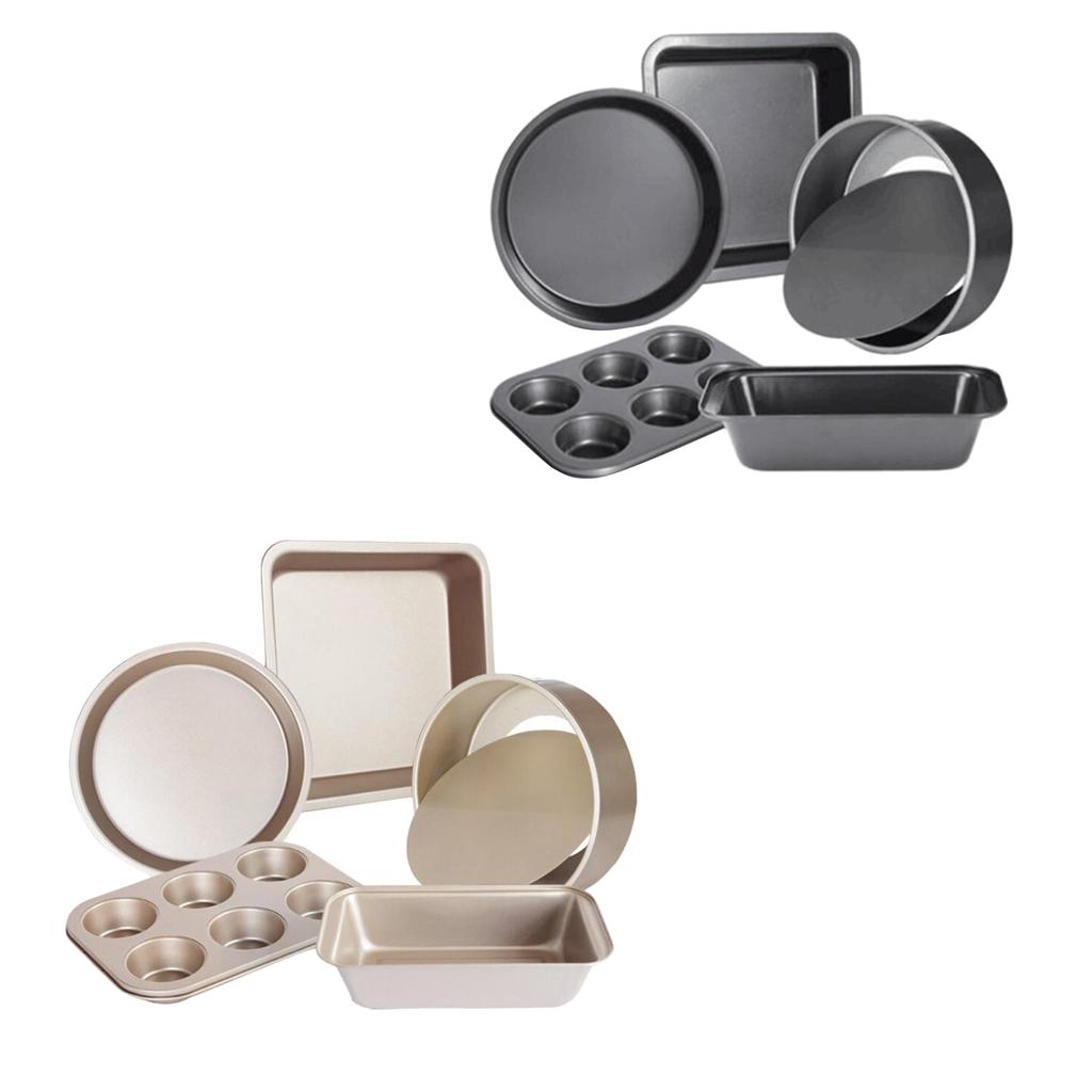 5pcs Baking Mold Nonstick Baking Pan Kitchenware black