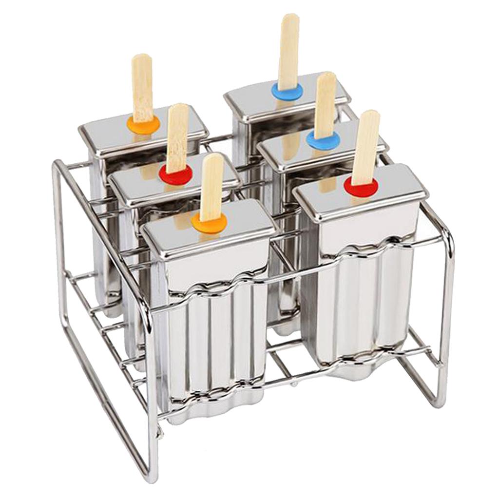 6 Cells Ice Pop Mold Popsicle Mould 3 Cell Flat grooved+3 Cell Round grooved