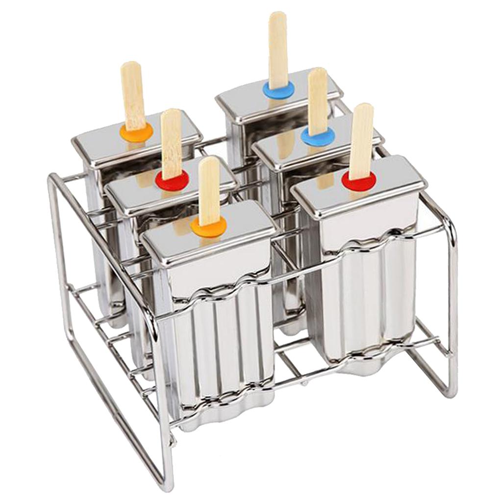 6 Cells Ice Pop Mold Popsicle Mould 3 Cell Flat grooved+3 Cell Round grooved