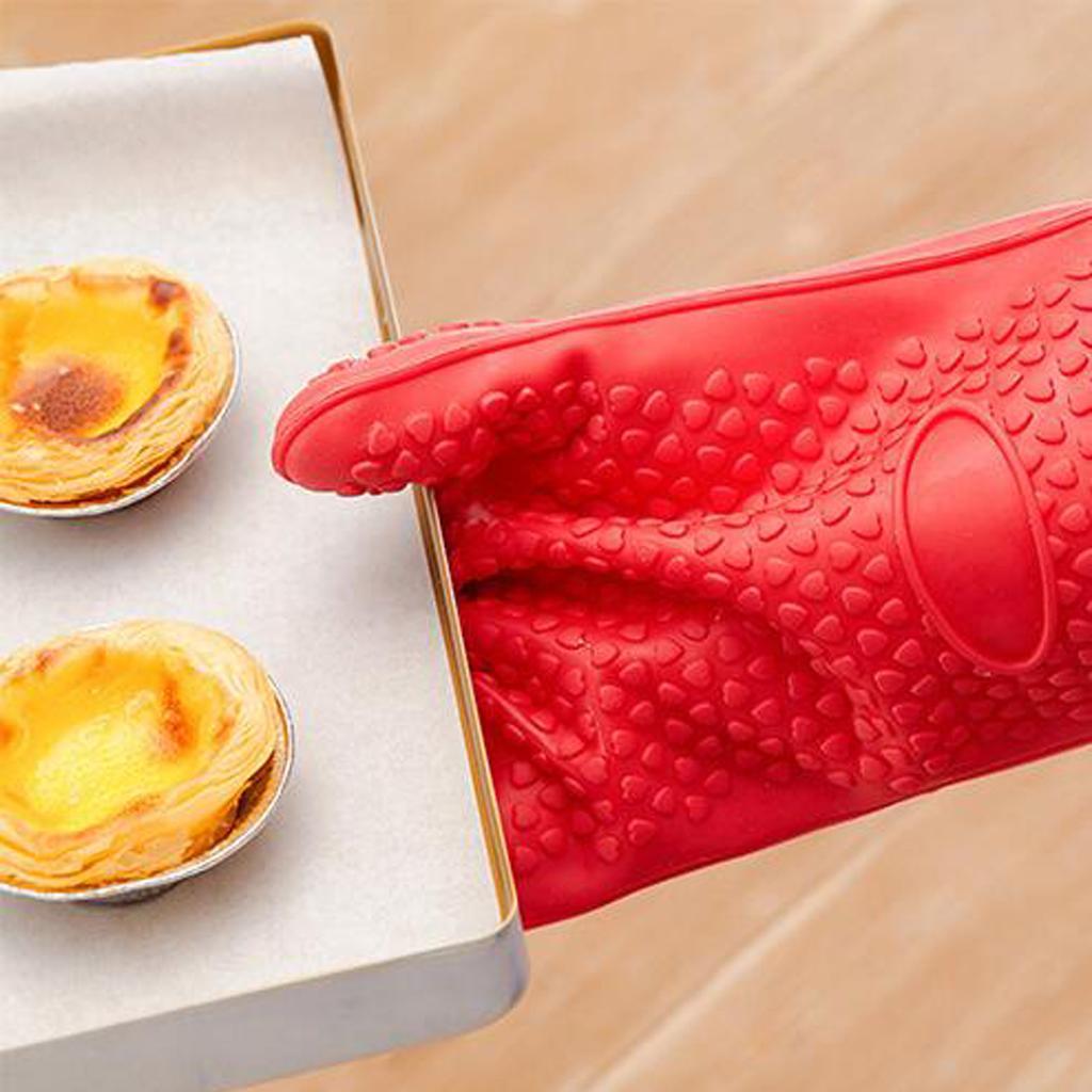 Kitchen Silicone Gloves Heat-resistant Oven Mitts BBQ Cooking Grilling