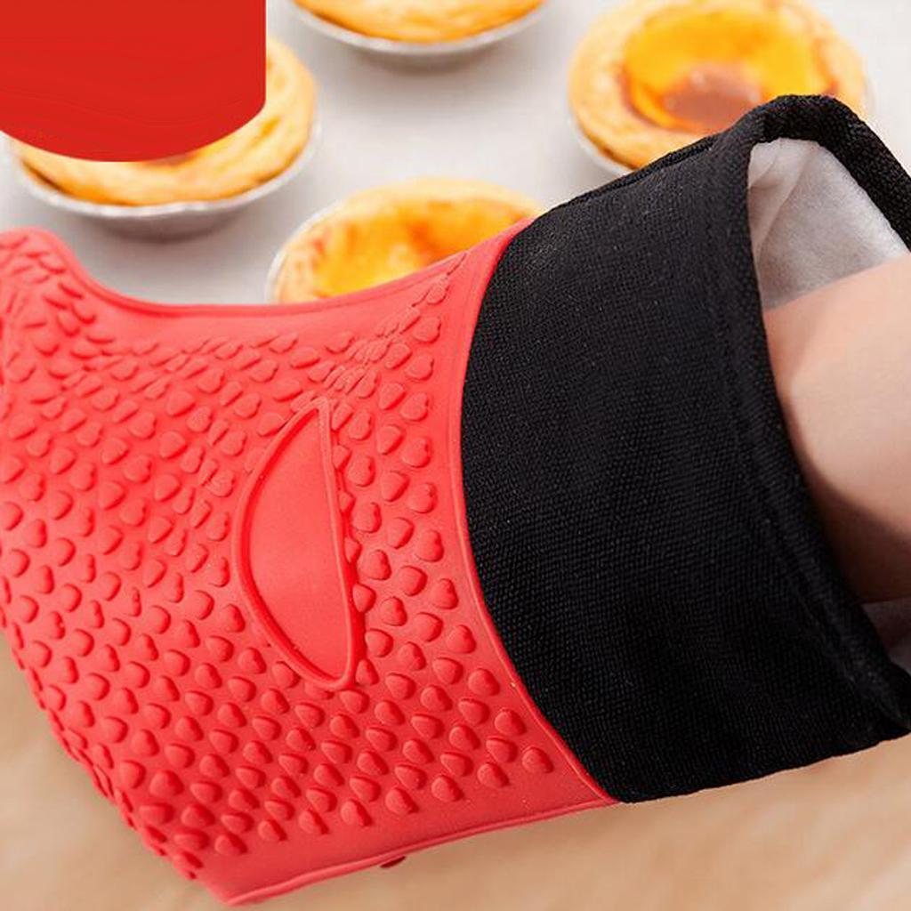 Kitchen Silicone Gloves Heat-resistant Oven Mitts BBQ Cooking Grilling