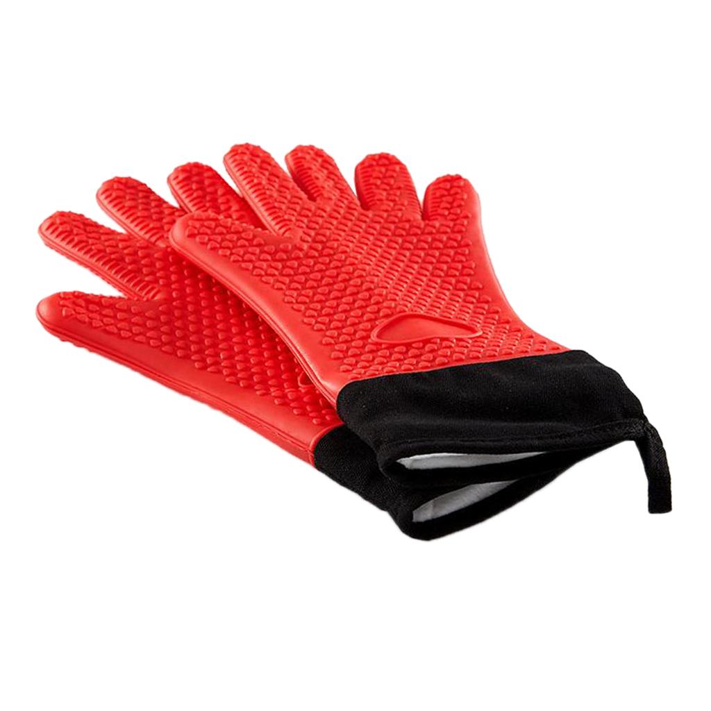 Kitchen Silicone Gloves Heat-resistant Oven Mitts BBQ Cooking Grilling
