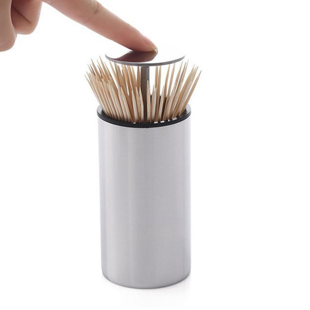 Portable Stainless Steel Automatic Toothpick Dispenser Holders Organizer