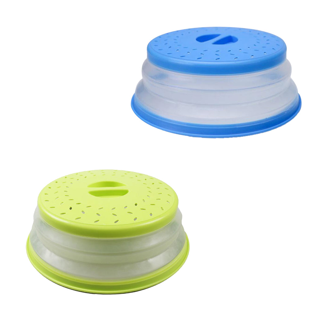 2 in 1 Collapsible Microwave Cover Foldable Nonslip Colander Strainer Yellow