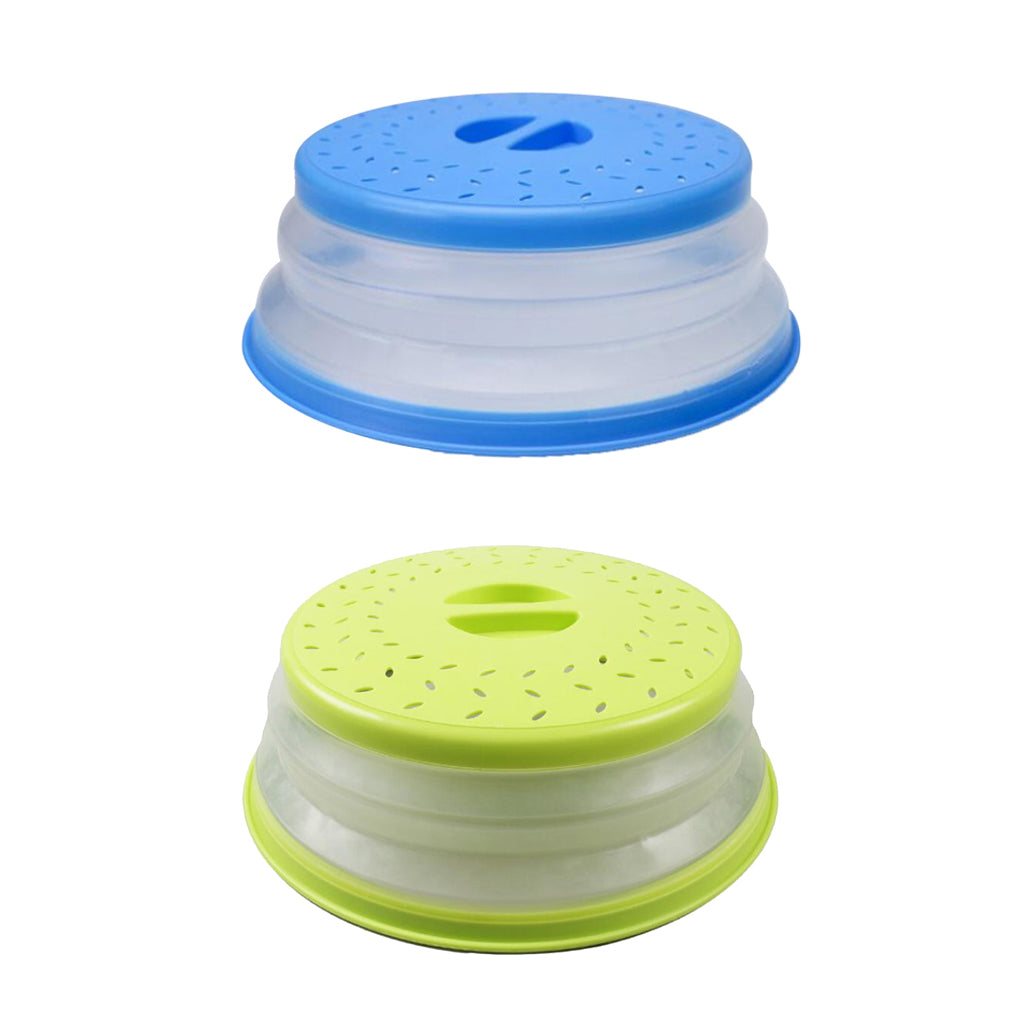 2 in 1 Collapsible Microwave Cover Foldable Nonslip Colander Strainer Yellow