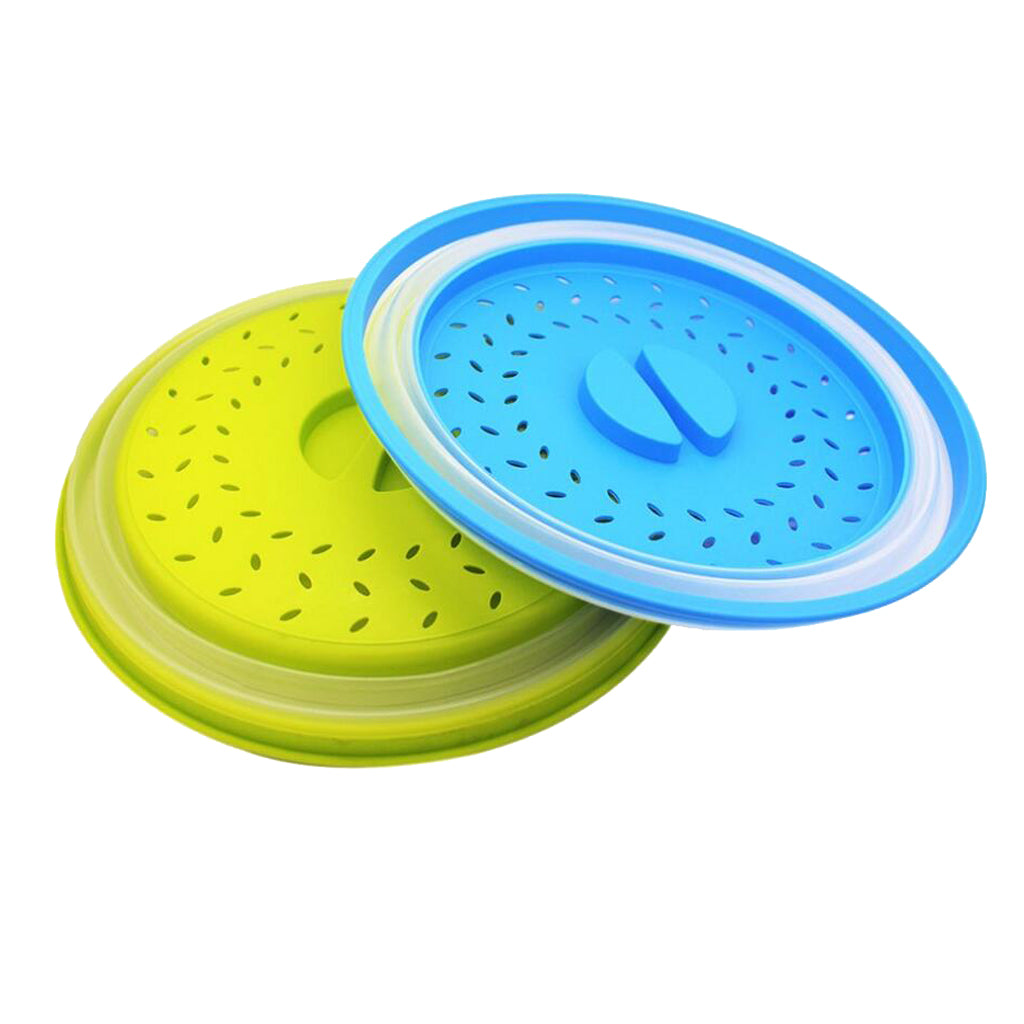2 in 1 Collapsible Microwave Cover Foldable Nonslip Colander Strainer Yellow