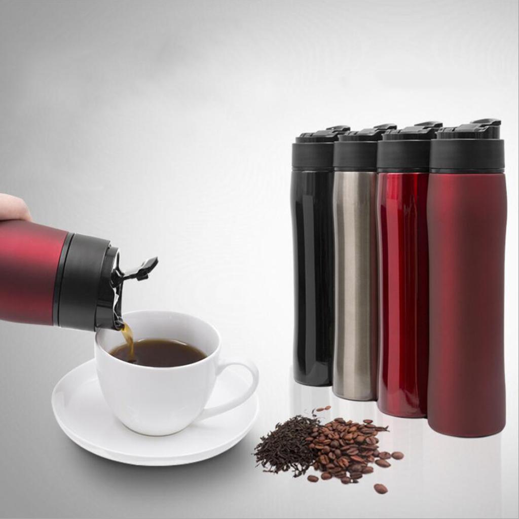 Portable French Presses Coffee Maker Mug 350ml for Travel Office Black