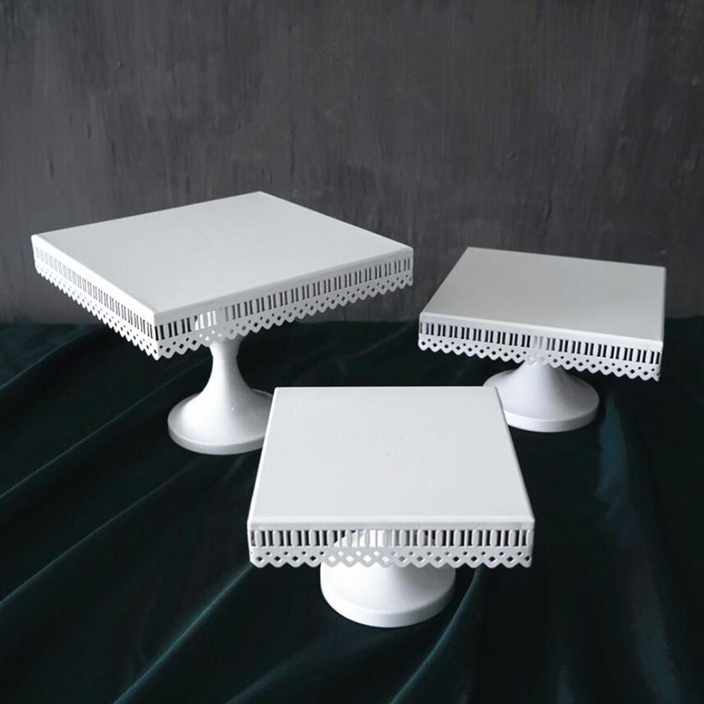 Square Cake Stand White Iron Metal Cake Tools Wedding Table Decoation L