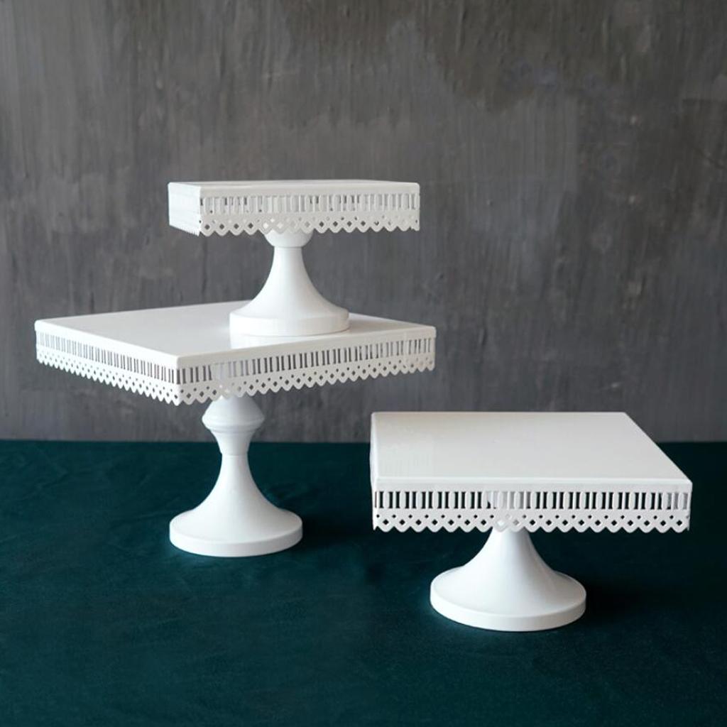 Square Cake Stand White Iron Metal Cake Tools Wedding Table Decoation L