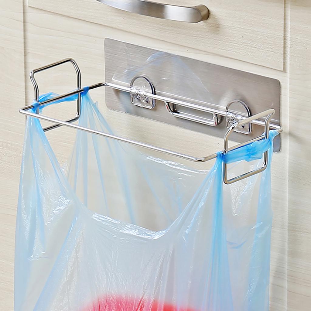 Stainless Steel Trash Bag Rack Bathroom Towel Holder Kitchen Rubbish Storage