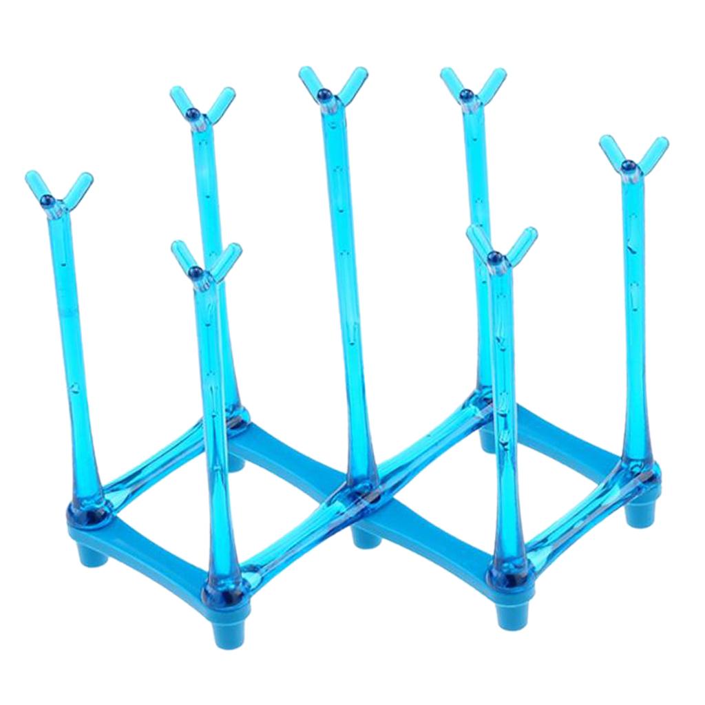 Cup Drying Rack Glasses Holder Mug Storage Shelf Wine Tumbler Stand Blue