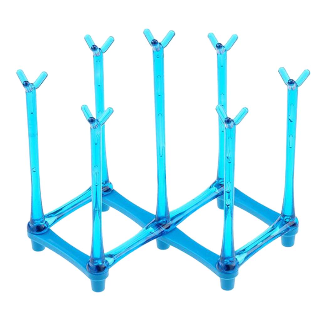 Cup Drying Rack Glasses Holder Mug Storage Shelf Wine Tumbler Stand Blue