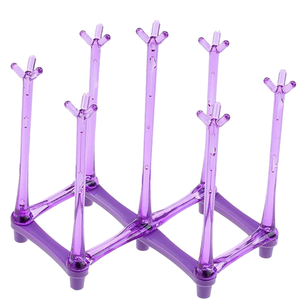 Cup Drying Rack Glasses Holder Mug Storage Shelf Wine Tumbler Stand Purple