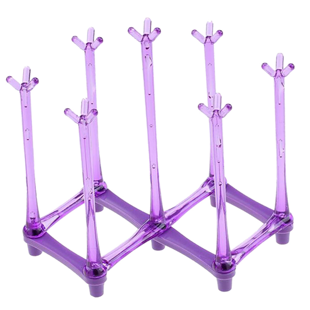 Cup Drying Rack Glasses Holder Mug Storage Shelf Wine Tumbler Stand Purple